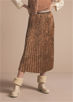 Summum Woman Cheetah Pleated Skirt, Old Peach
