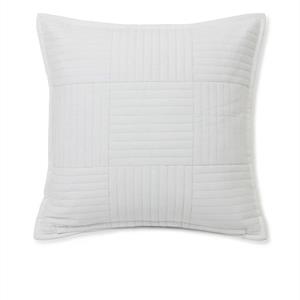 Lexington Quilted Embroidered Cotton Twill Pillow Cover, White