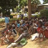 Bible Class outside Church Hall in Kibera