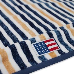 Lexington Blue/Oat Striped Cotton Velour Beach Towel, Blue/White/Oat