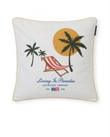 Lexington Paradise Embroidered Cotton Canvas Pillow Cover