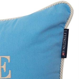 Lexington Seaside Small Organic Cotton Twill Pillow, Blue/Lt Beige