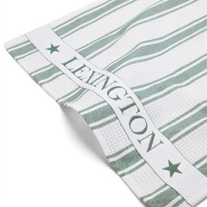 Lexington Organic Cotton Waffle Logo Kitchen Towel, White/Green