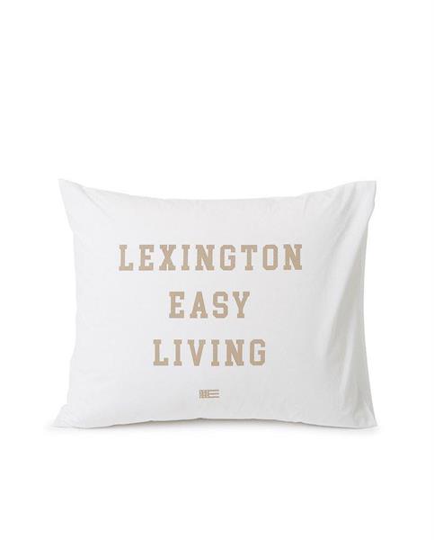 Lexington Printed Organic Cotton Poplin Pillowcase, White / Beige