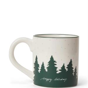 Lexington Happy Holidays Stoneware Mug, White/Green