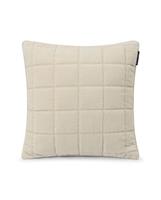 Lexington Quilted Cotton Velvet Pillow Cover, Light Beige