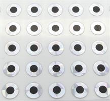Selvklebende 2D øyne sølv 6mm/50stk