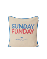 Lexington Sunday Funday Printed Cotton Canvas Pillow Cover, Lt Beige/Blue/Cerise