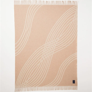 Lexington Waves Jacquard Throw In Wool, Beige/Off White