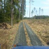 Spårgrusning av skogsbil väg är våran specialite, här åt skogsbolag