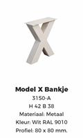 Model bankje X wit poedercoating hoogte 42cm
