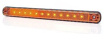 LED-ÄÄRIVALO KELTAINEN HEIJASTIMELLA 12/24V  "SLIM" 238X21X11mm