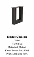 U- Salon zwart poedercoating hoogte 39cm