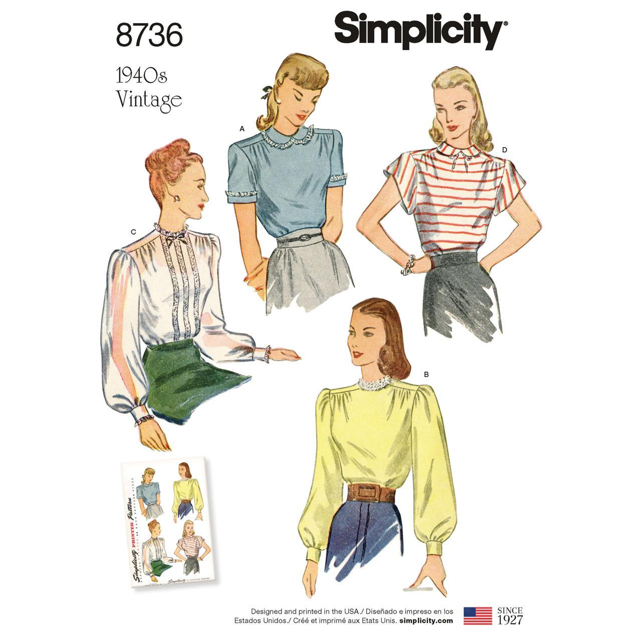 Simplicity 8736 1940s vintage