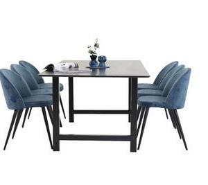 Velvet matstol blå/svart