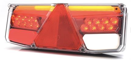 LED-TAKAVALO 350*131*81mm LIUKUVILKULLA KOLMIOHEIJASTIMELLA VASEN SIVUVALOLLA 2M KAAPELILLA 