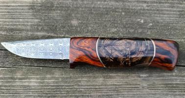 Kniv med mammutbete och desert iron wood