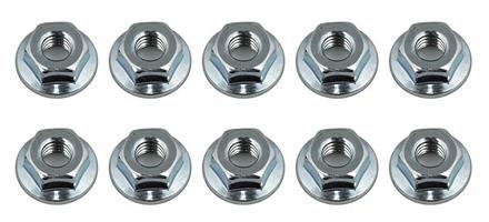 Wheel Nuts, M4 Serrated Flanged Silver Steel (10)