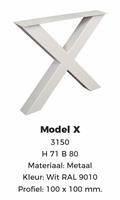 Model X wit poedercoating hoogte 71cm