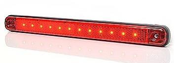 LED-ÄÄRIVALO PUNAINEN HEIJASTIMELLA 12/24V  "SLIM" 238X21X11mm