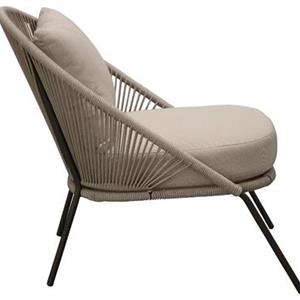 Lindos loungestol svart alu/latte rep/beige dyna