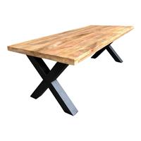 Tafelblad Mango 100x220cm met X-poot