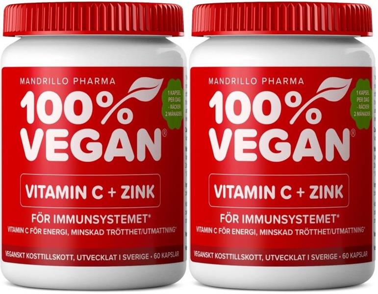 100% VEGAN vitamin C + zink, 2-p