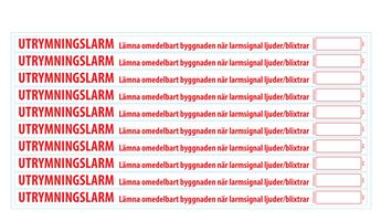 Sockeldekal "Utrymningslarm...ljuder/blixtrar"