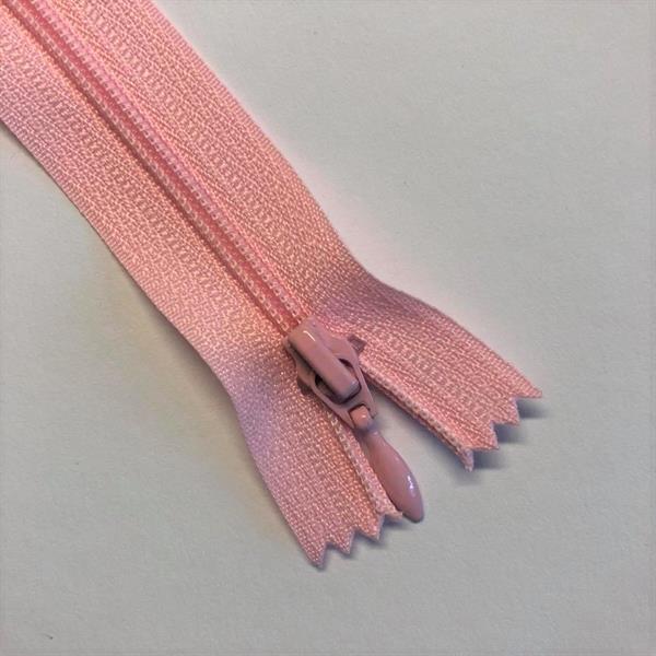 Glidelås, nylon, Lys rosa 30cm/4mm