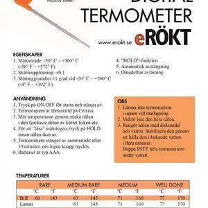 Snabb digital termometer med svensk bruksanvisning