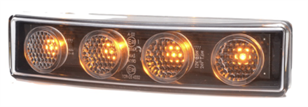 SCANIA KULMAVALO KELTAINEN 4-LED PISTOKKEELLA  180 x 43 mm