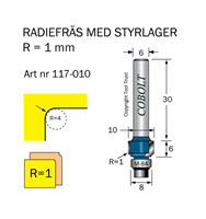 Avrundningsfräs  R=1 / D=10 / L=6 / Litet styrlager