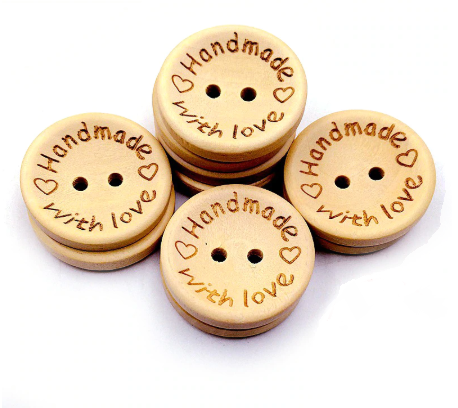 "Handmade with love" knapper på 15mm