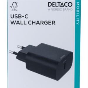Deltaco USB-C PD väggladdare 20 W svart