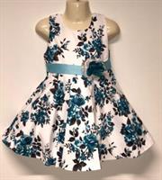 Barnklänning Vit/Blå blomma