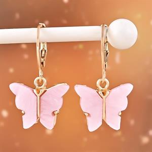 Vaaleanpunaiset perhoskorvakorut