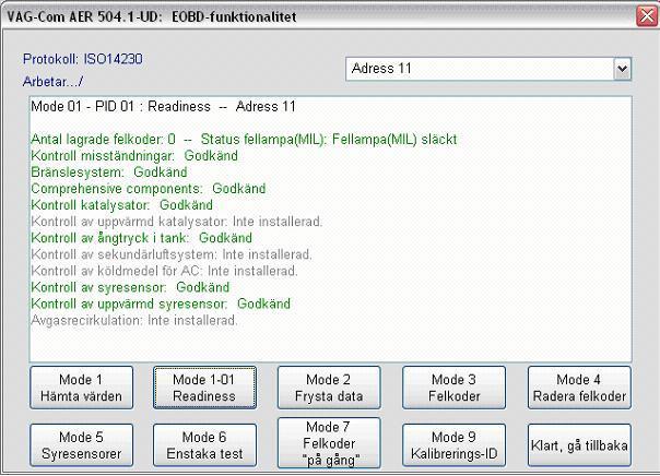 EOBD (OBD-II) i VCDS Mode 1-01 Readiness