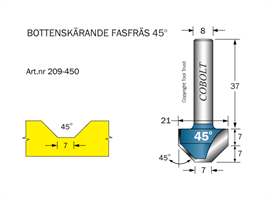 Fasfräs  45° / D1=21 / D2=7 / L=7