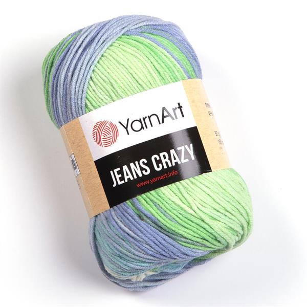 YarnArt Jeans Crazy Natur, Gråblå, Grön