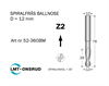 Spiralfräs Ballnose  R=6 / D=12 / L=29  / TL=76