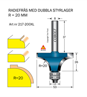 Avrundningsfräs R=20 / D= 53 / L=26  / Dubbla styrlager M-13