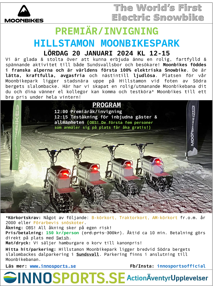 PREMIÄR/INVIGNING AV HILLSTAMON MOONBIKESPARK 20 JANUARI 2024!