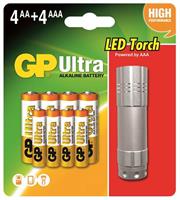 Batteri GP 4 AA+4 AAA+LED Ficklampa