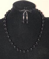 Halsband set med örhängen Svart 