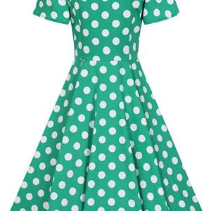 Klänning Nina Polka Dot Grön/vit prick