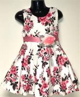 Barnklänning Vit/Rosa blomma