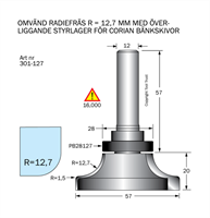 Undre avrundningsfräs R=12.7 / D=57 / L=20