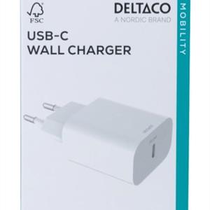 Deltaco USB-C PD väggladdare 20 W vit