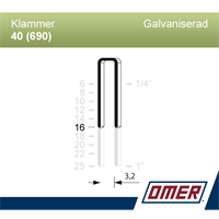 Klammer 40/16 Galv 10M