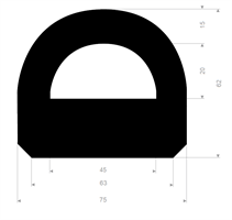 Bryggefender 75x62 mm sort - 2,5 meter